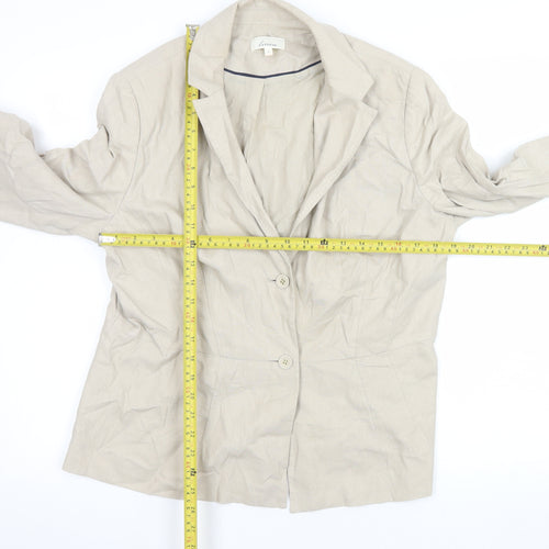 Linea Women Beige Linen Blend Single-Breasted Blazer Size 16