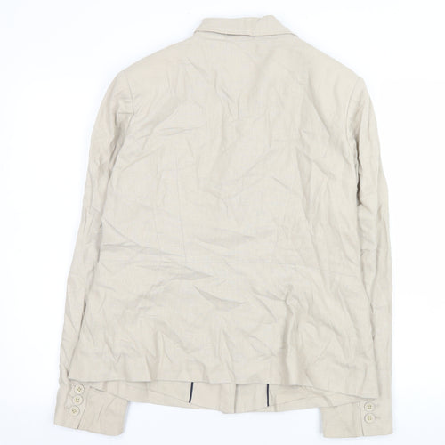 Linea Women Beige Linen Blend Single-Breasted Blazer Size 16