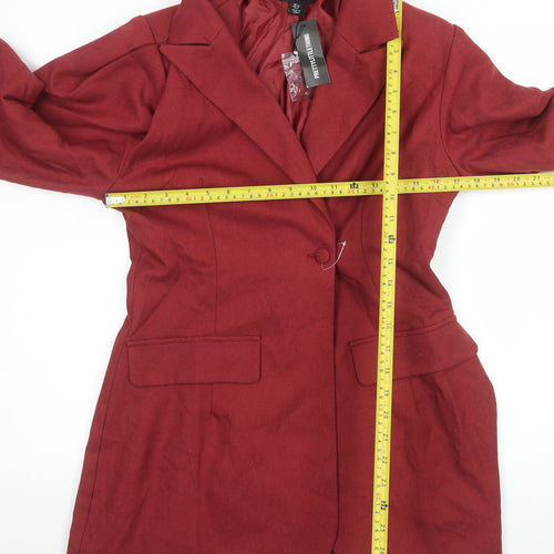PrettyLittleThing Women's Red Single-Breasted Blazer UK 12