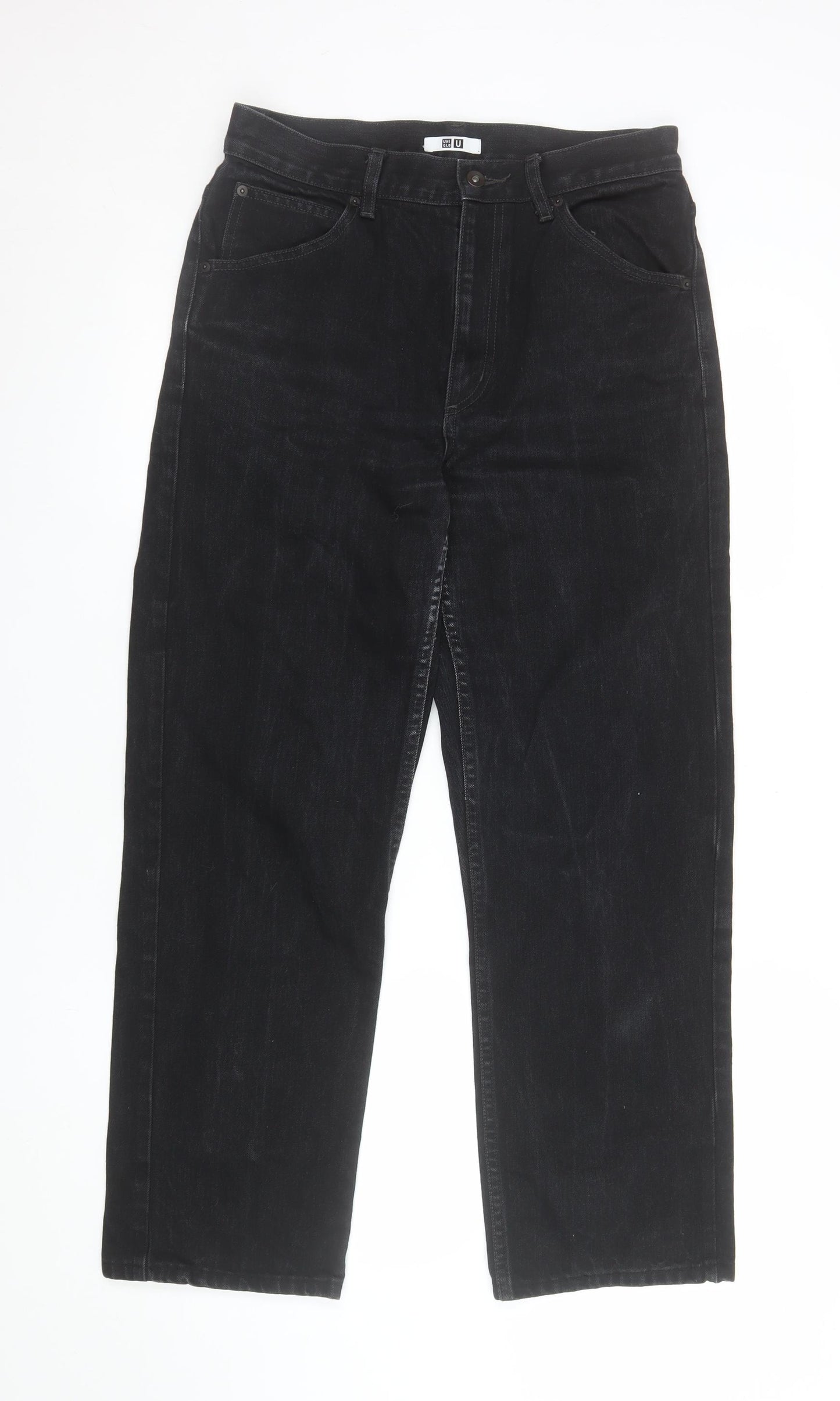 Uniqlo U Mens Black Straight Fit Denim Jeans Size 27x32