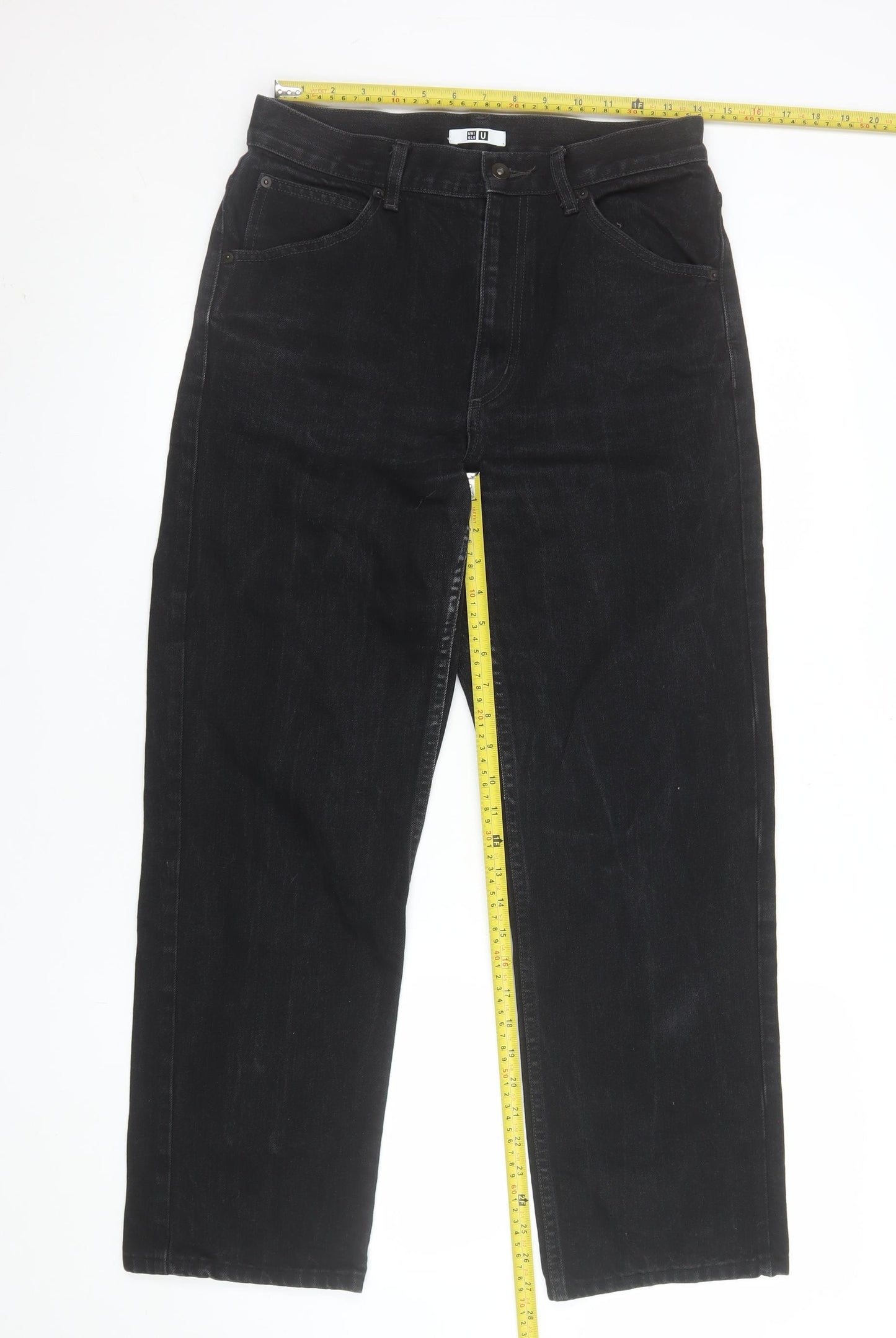 Uniqlo U Mens Black Straight Fit Denim Jeans Size 27x32