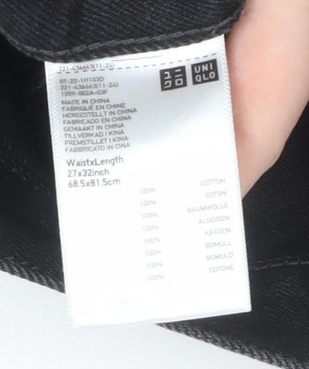 Uniqlo U Mens Black Straight Fit Denim Jeans Size 27x32