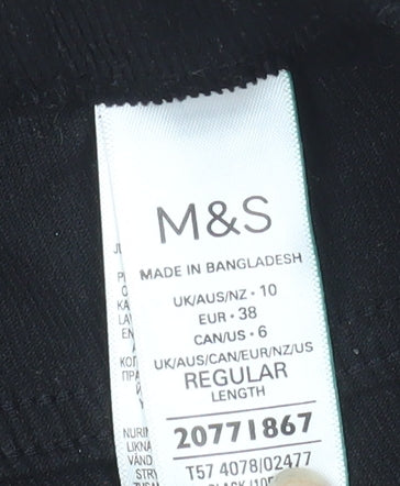 Marks and Spencer Women's Black Corduroy Stretch Trousers Size 10 Regular
