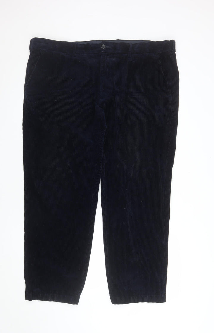 Marks and Spencer Men’s Blue Corduroy Regular Fit Trousers 42x29