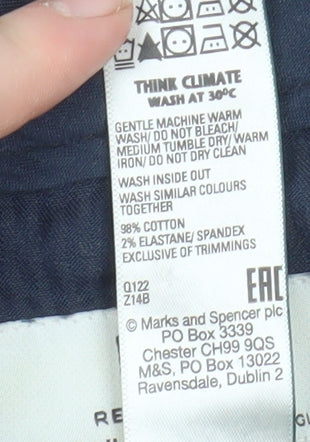 Marks and Spencer Men’s Blue Corduroy Regular Fit Trousers 42x29