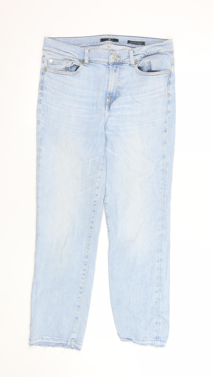 7 For All Mankind Women's Blue Size 32 Straight Stretch Jeans