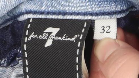 7 For All Mankind Women's Blue Size 32 Straight Stretch Jeans