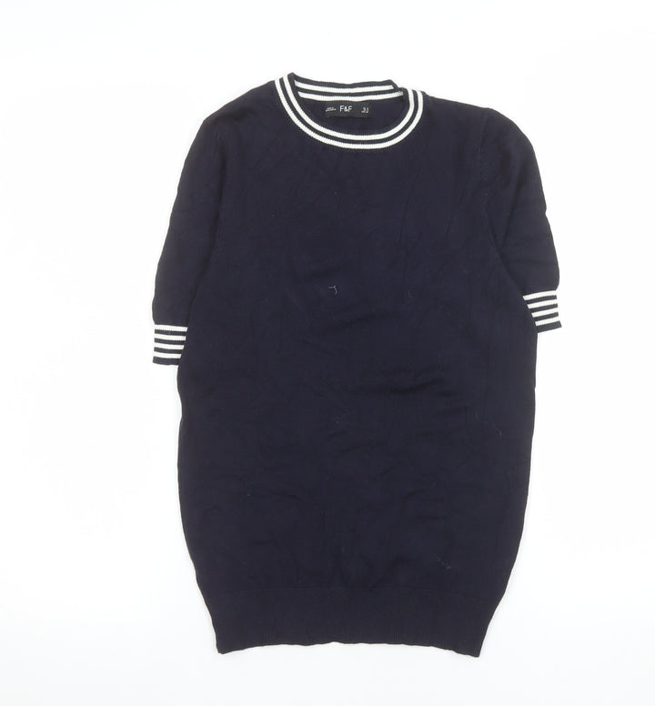 F&F Women’s Blue Short Sleeve Knit T-Shirt UK 8
