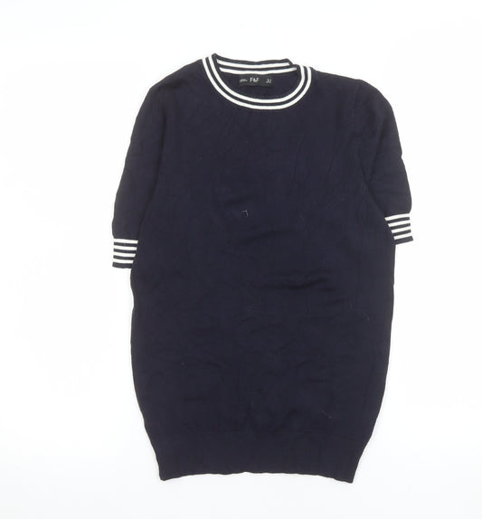 F&F Women’s Blue Short Sleeve Knit T-Shirt UK 8