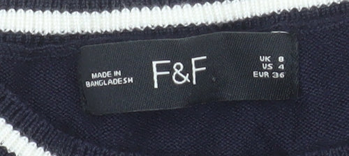 F&F Women’s Blue Short Sleeve Knit T-Shirt UK 8