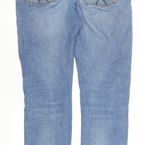 Crew Clothing Company Men's Blue 36L Straight Fit Distressed Jeans