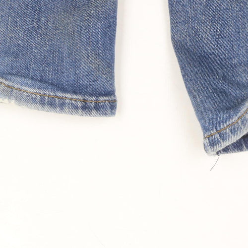 Crew Clothing Company Men's Blue 36L Straight Fit Distressed Jeans
