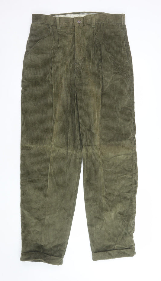 Ferndale Men's Green Corduroy Trousers Size 34 Regular Classic Fit