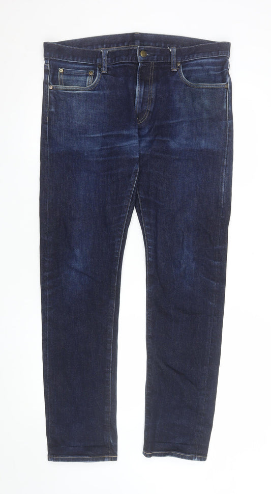 UNIQLO Men's Blue 36 Regular Fit Straight Denim Jeans