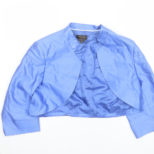 Alexon Women's Blue Cropped Silk Wool Bolero Jacket Size 16