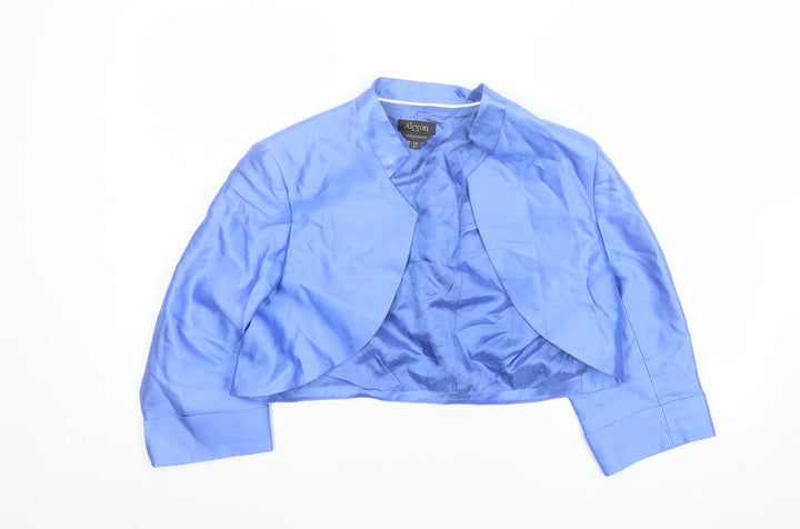 Alexon Women's Blue Cropped Silk Wool Bolero Jacket Size 16