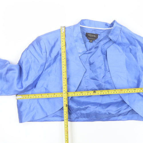 Alexon Women's Blue Cropped Silk Wool Bolero Jacket Size 16