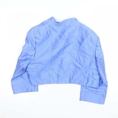 Alexon Women's Blue Cropped Silk Wool Bolero Jacket Size 16