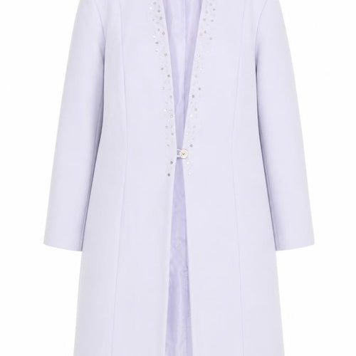 Fashion Extra Women's Purple Beaded Long Overcoat UK 18