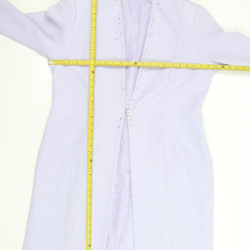 Fashion Extra Women's Purple Beaded Long Overcoat UK 18