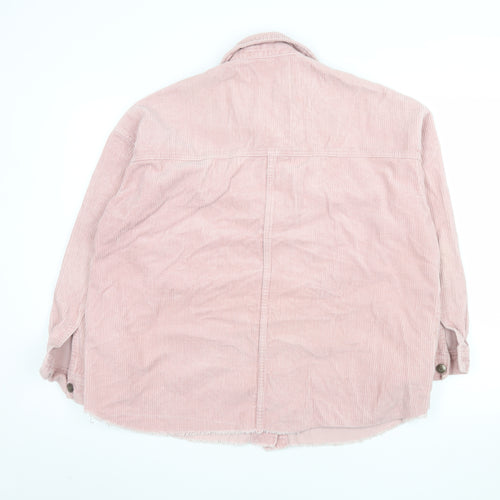 Zara Womens Pink Corduroy Button Jacket Size 12 Relaxed Fit