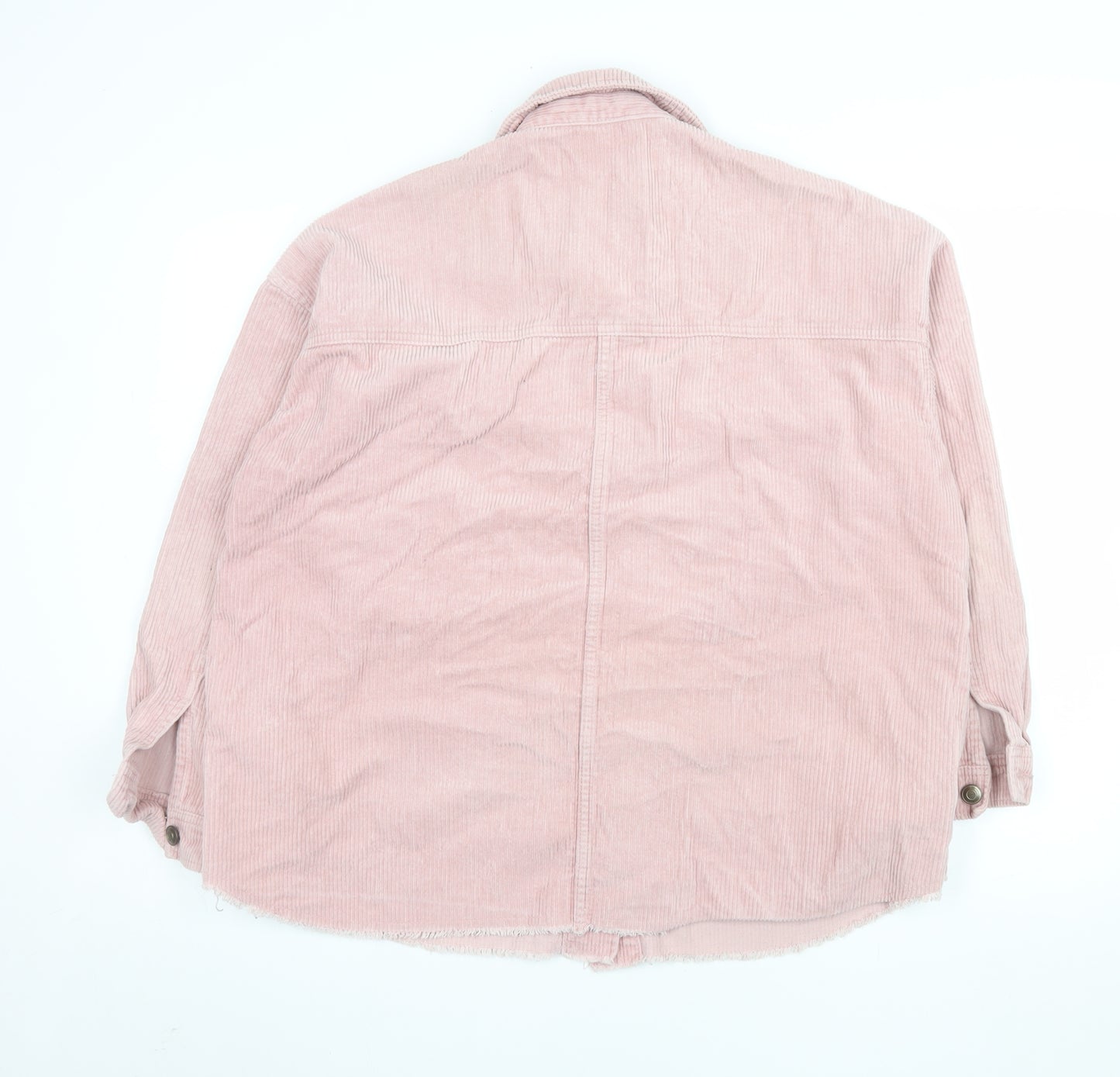 Zara Womens Pink Corduroy Button Jacket Size 12 Relaxed Fit