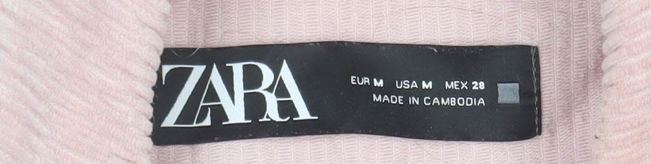 Zara Womens Pink Corduroy Button Jacket Size 12 Relaxed Fit