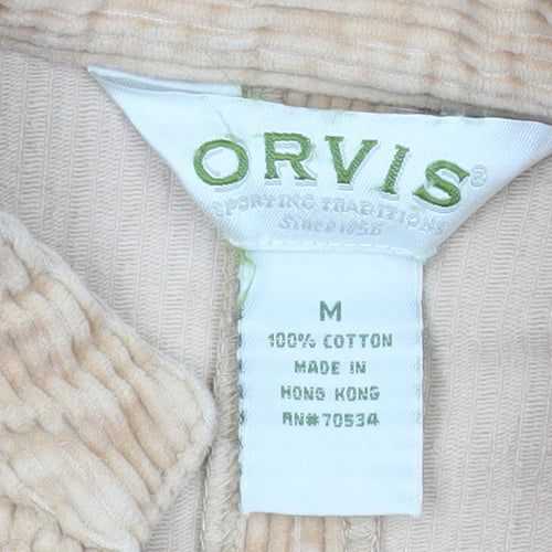 Orvis Women Beige Corduroy Long Shirt Dress M 100% Cotton