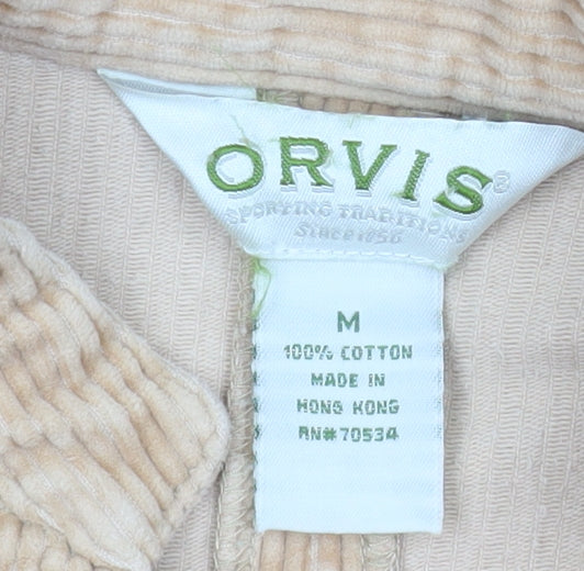 Orvis Women Beige Corduroy Long Shirt Dress M 100% Cotton