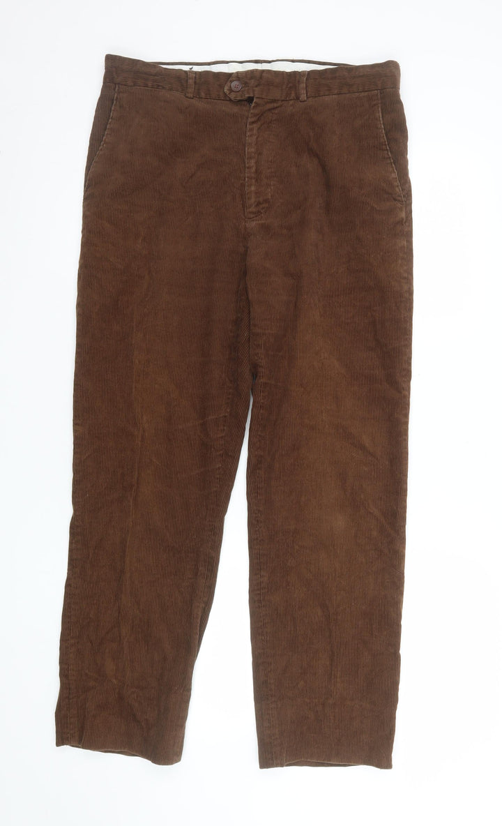 James Pringle Men's Brown Corduroy Straight Trousers 34W 29L