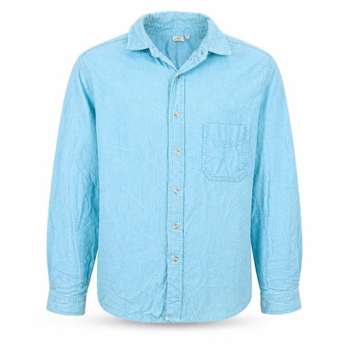 Cotton Traders Men's Blue Corduroy Long Sleeve Button-Up Shirt M