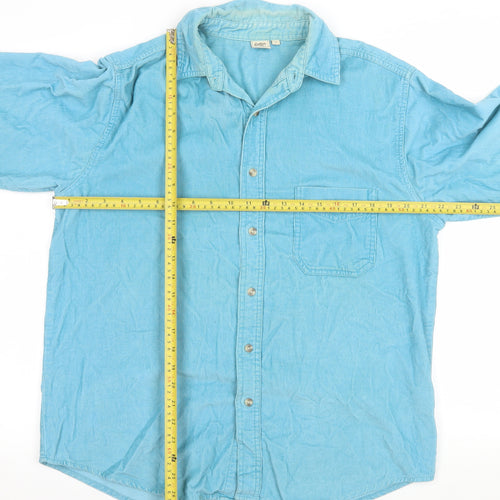 Cotton Traders Men's Blue Corduroy Long Sleeve Button-Up Shirt M