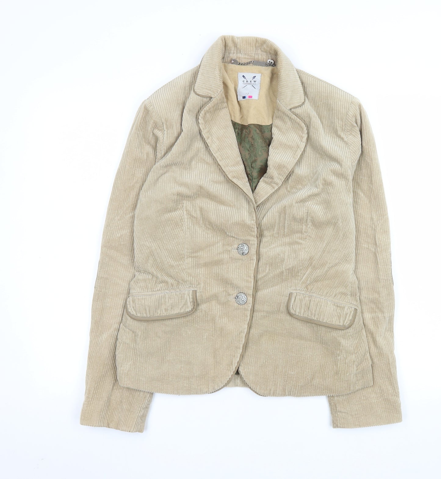Crew Clothing Co Beige Corduroy Blazer Jacket Women Size 12