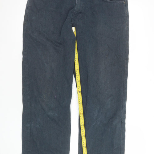 Next Men's Blue Loose Fit Cotton Blend Jeans 34S Classic Casual Trousers