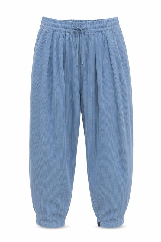 Front view of ChArmkpR Men's Blue Corduroy Relaxed Jogger Trousers 2XL