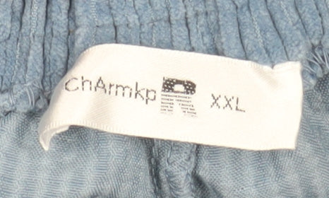 ChArmkpR Men's Blue Corduroy Relaxed Jogger Trousers 2XL