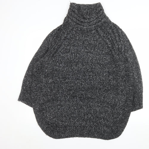 JD Williams Women Grey Chunky Roll Neck Acrylic Knit Jumper Size S