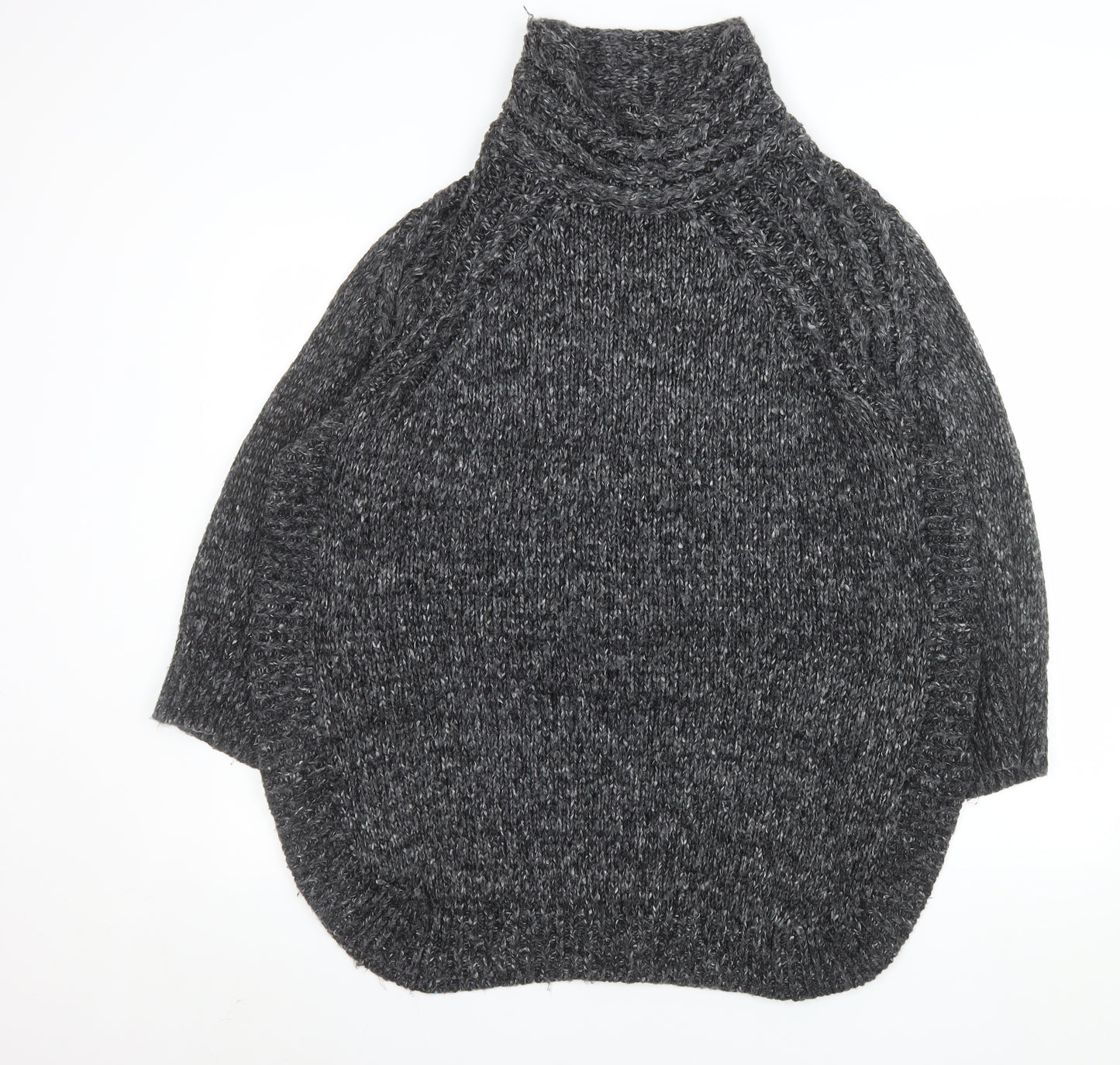 JD Williams Women Grey Chunky Roll Neck Acrylic Knit Jumper Size S