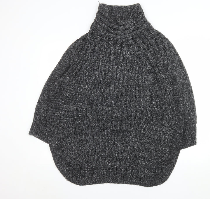 JD Williams Women Grey Chunky Roll Neck Acrylic Knit Jumper Size S
