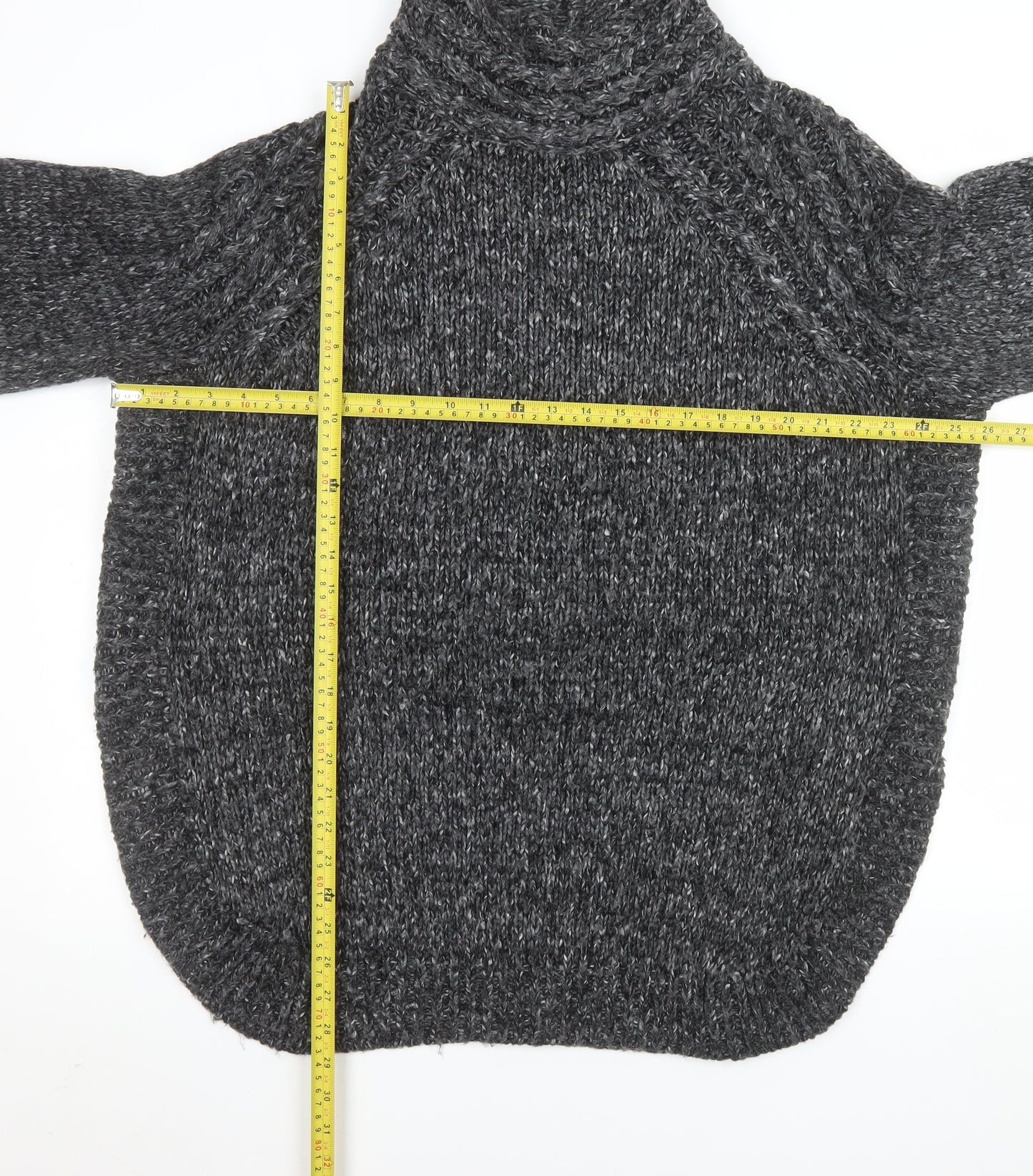 JD Williams Women Grey Chunky Roll Neck Acrylic Knit Jumper Size S
