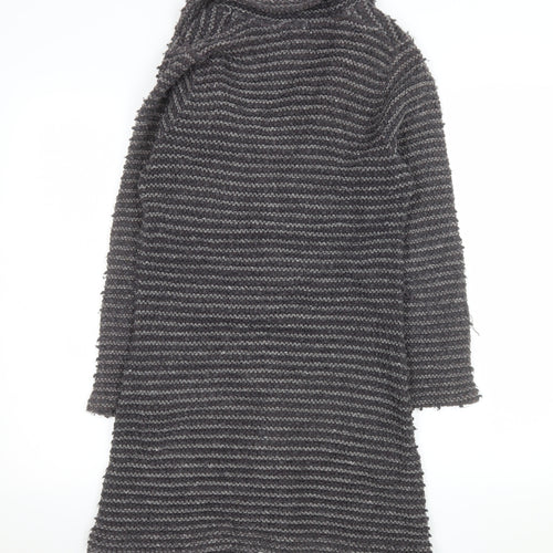 Monsoon Women Grey Wool Blend Striped Long Cardigan Size 10