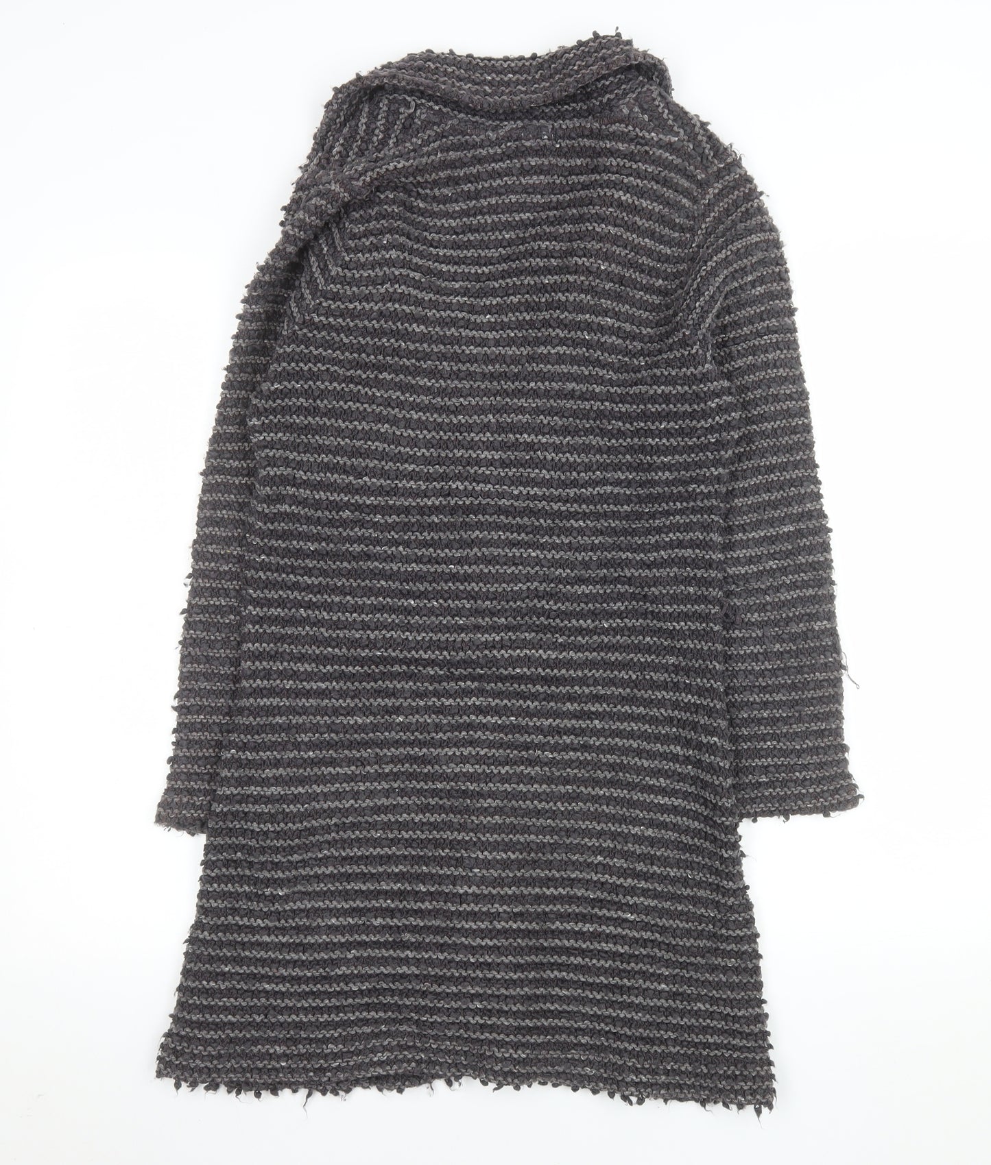 Monsoon Women Grey Wool Blend Striped Long Cardigan Size 10