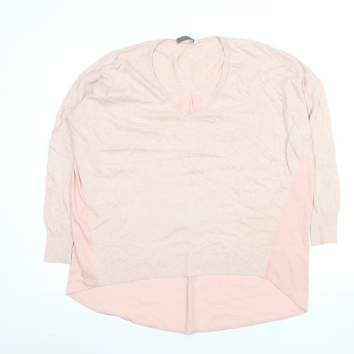 Mint Velvet Women's Pink V-Neck Long Sleeve Tunic Blouse Size S