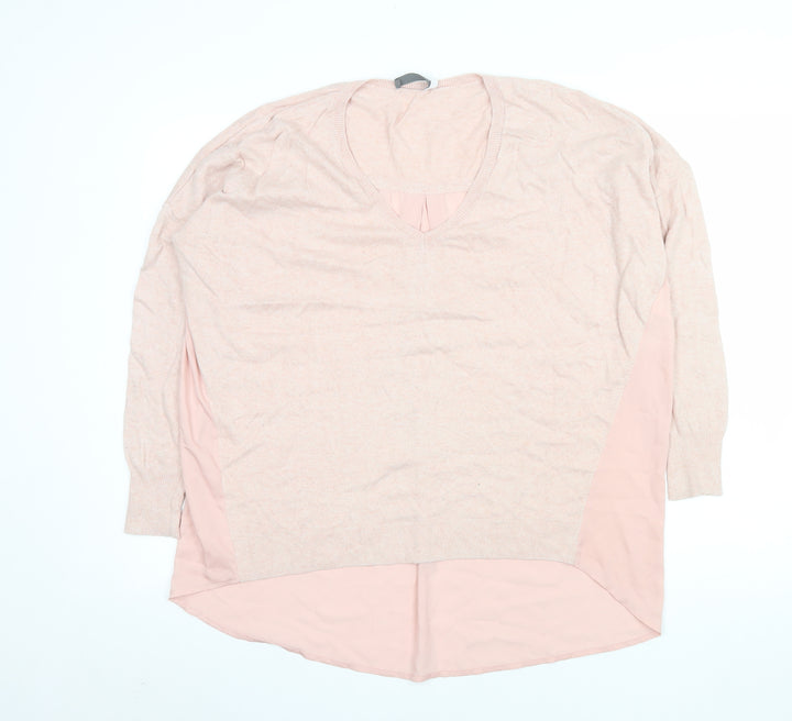 Mint Velvet Women's Pink V-Neck Long Sleeve Tunic Blouse Size S