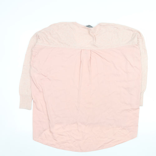 Mint Velvet Women's Pink V-Neck Long Sleeve Tunic Blouse Size S