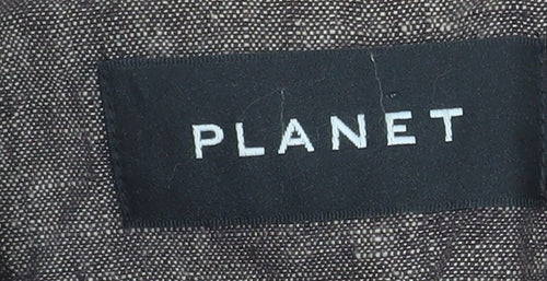 Planet Women's Brown Linen Single-Breasted Blazer UK 16
