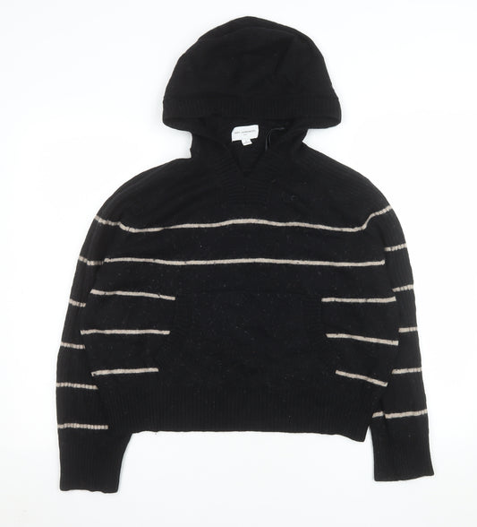 Next Women’s Black Striped Lambswool Pullover Hoodie Size Small