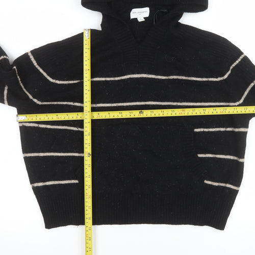 Next Women’s Black Striped Lambswool Pullover Hoodie Size Small