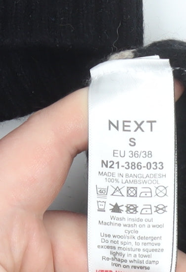 Next Women’s Black Striped Lambswool Pullover Hoodie Size Small