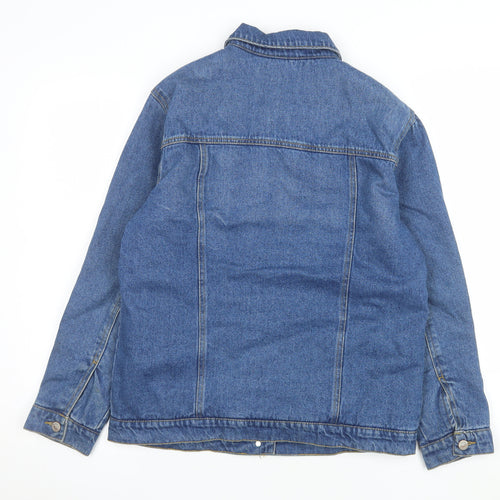 New Look Women Blue Denim Jacket Size 8 Lined Cotton Casual